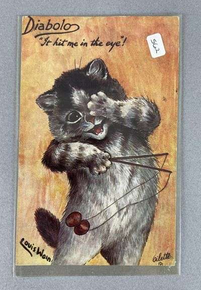 Tuck Louis Wain Signed Diabolo Postcard