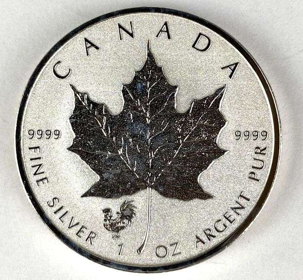 2017 Canada $5 Maple Leaf with Rooster Privy 1 oz .999 Fine Silver