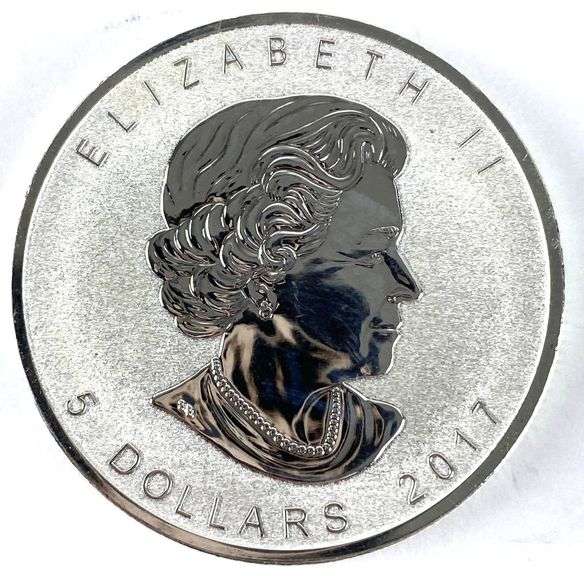 2017 Canada $5 Maple Leaf with Grizzly Bear Privy 1 oz .999 Fine Silver Coin