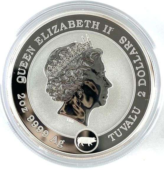 2019 Tuvalu $2 American Bald Eagle with Pig Privy 2 oz .999 Silver Coin