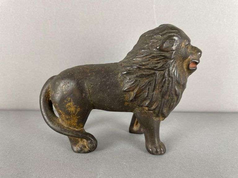 Antique Cast Iron Lion Bank