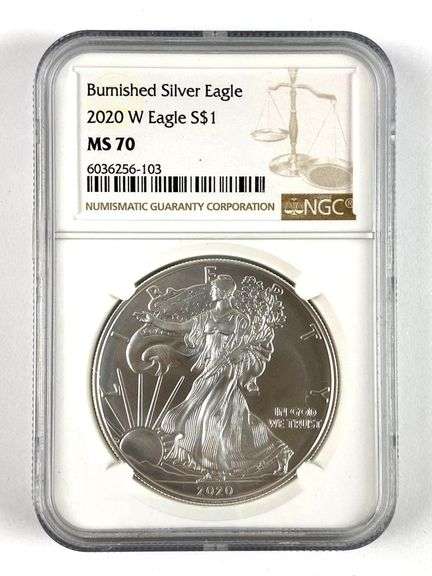 NGC Graded 2020 W US $1 Silver Eagle Silver Dollar MS70