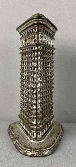 Antique Cast Iron Flatiron Building Bank