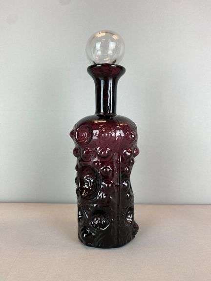 Blenko Amethyst Textured Art Glass Decanter