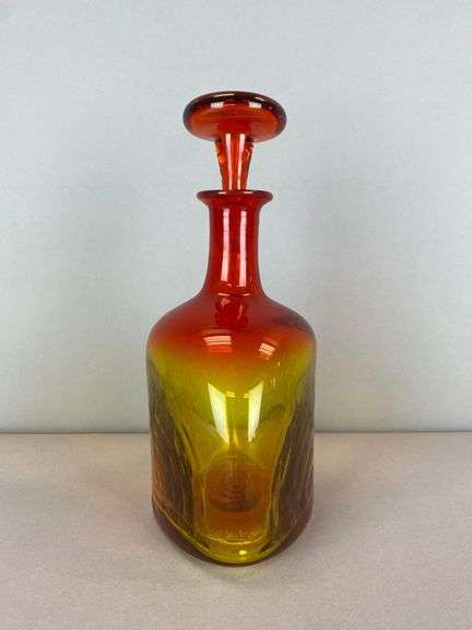 Amberina Textured Diamond Glass Decanter