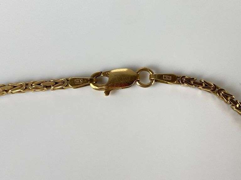 14K Gold Square Byzantine Link Chain Necklace