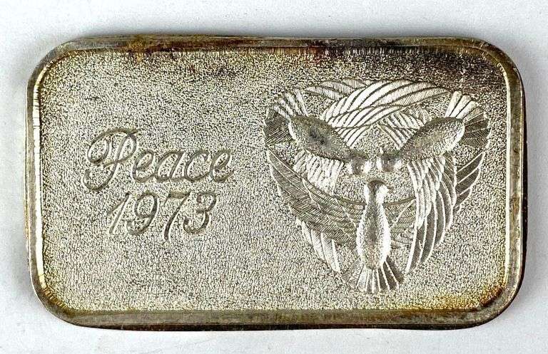1973 Silvertowne Peace 1 oz .999 Fine Silver Ingot/ Bar