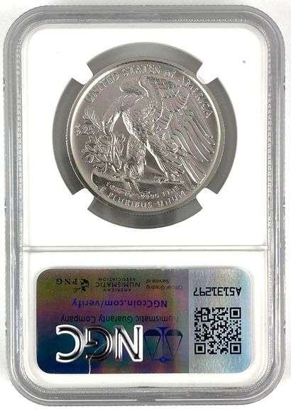 NGC Graded 2017 Signed $25 US 1 oz Palladium Eagle MS70