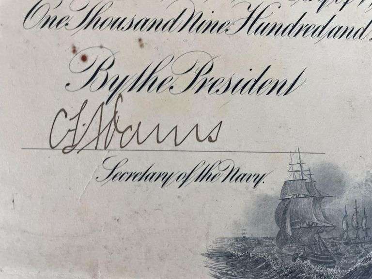 1931 Herbert Hoover Navy Promotion of Montgomery M. Taylor Document