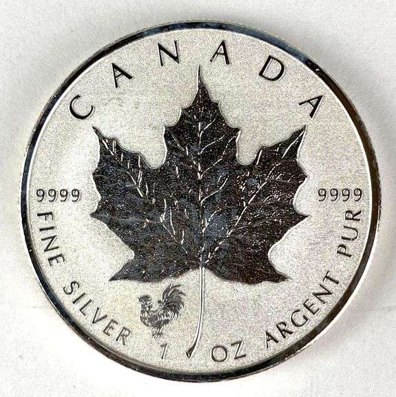 2017 Canada $5 Maple Leaf with Rooster Privy 1 oz .999 Fine Silver