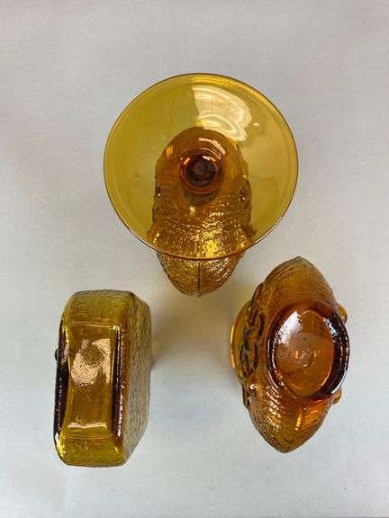 Group of Blenko Style Textured Art Glass Vases and Bottle