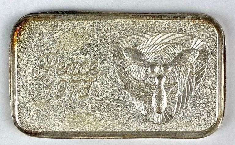 1973 Silvertowne Peace 1 oz .999 Fine Silver Ingot/ Bar
