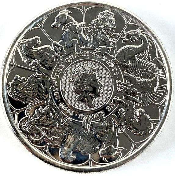 2021 Great Britain 5 Pound The Queens Beasts 2 oz .999 Fine Silver Coin