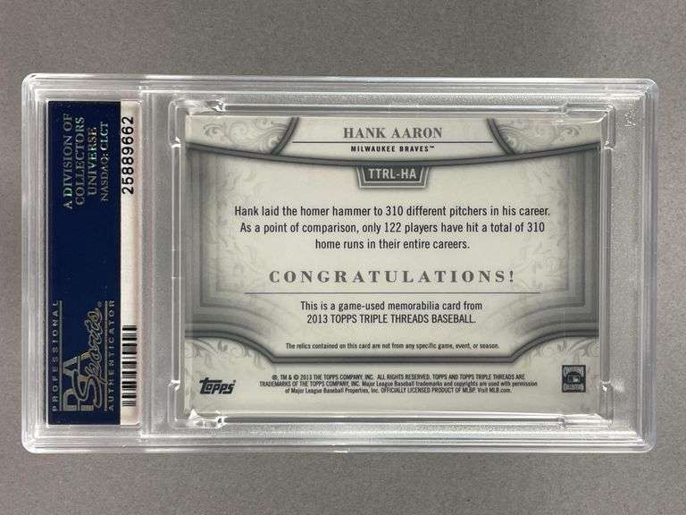 2013 Topps Triple Threads Hank Aaron Relic Legends #HA PSA 9, 10/36