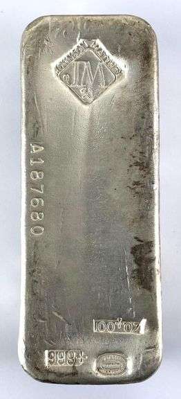 Johnson and Matthey 100 oz .999 Silver Ingot/ Bar