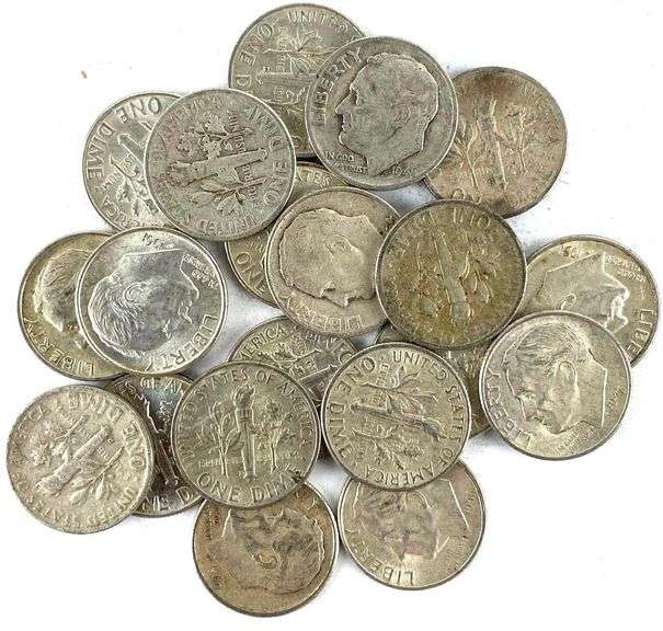 Group of 20 Roosevelt 90% Silver Dimes