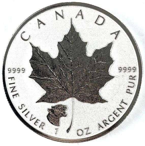 2017 Canada $5 Maple Leaf with Cougar Privy 1 oz .999 Fine Silver Coin
