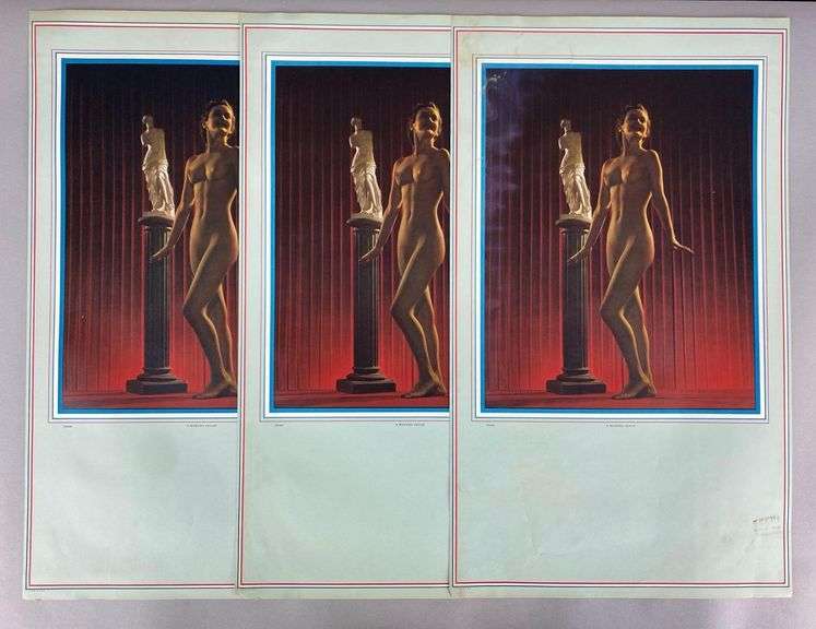 Group of 3 Vintage Pinup Nude Woman Art Calendar Prints
