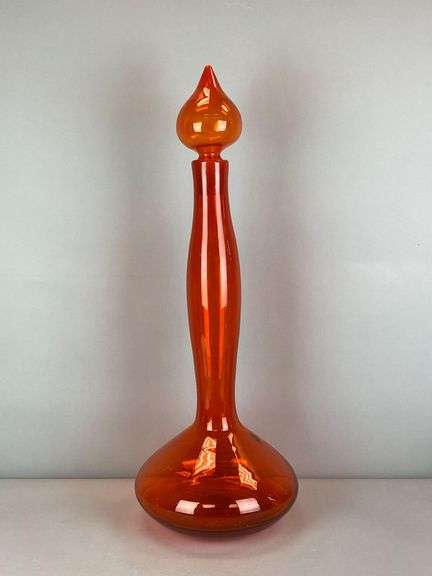 Blenko Style Burnt Orange Glass Decanter
