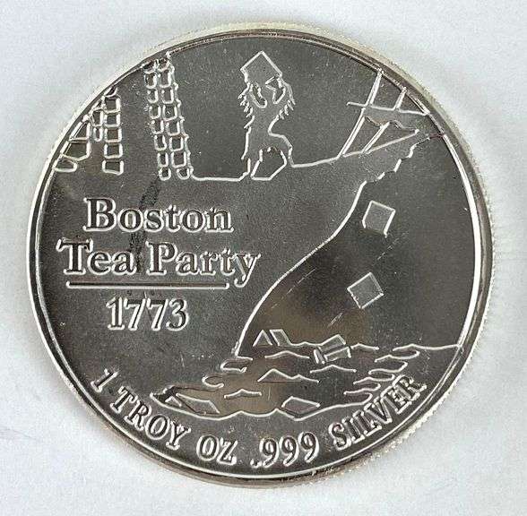 Boston Tea Party Dont Tread On Me 1 oz .999 Fine Silver Round