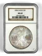 NGC Graded 2006US $1 Silver Eagle 1oz Fine Silver Dollar MS69