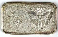 1973 Silvertowne Peace 1 oz .999 Fine Silver Ingot/ Bar