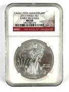 NGC Graded 2011 US $1 Silver Eagle 1oz Fine Silver Dollar MS69