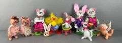 Group of Annalee Mobilitee Easter Dolls and More