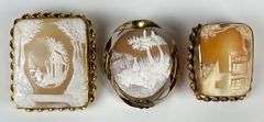Group of 3 Large Landscape Cameo Brooches