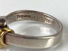 Tiffany and Co. 18K and Sterling Silver Hook and Eye  Ring