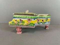 Vintage Japanese Hand-Painted Porcelain Piano Smoking Set