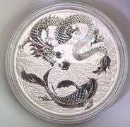 2023 Australia Dragon & Koi 1 oz .9999 Fine Silver Coin Chinese Myths & Legends in Cap