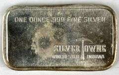 1973 Silvertowne Peace 1 oz .999 Fine Silver Ingot/ Bar
