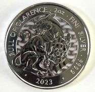 2023 Queen's Beast Bull of Clarence 2 oz Proof Like .999 Fine Silver Round