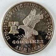 Vintage 1976 Tri State Refining God Bless America 1 oz .999 Fine Silver Round