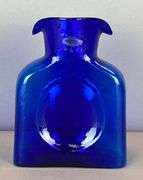 2014 Blenko Walter Blenko Signed Cobalt Textured Glass Double Pitcher