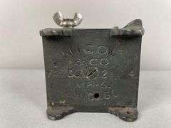 Antique Nicol Cast Iron White City Puzzle Safe Bank