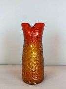 Blenko Orange Textured Art Glass Water Double Pitcher