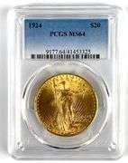 PCGS Graded 1924 US $20 Gold St Gaudens MS64