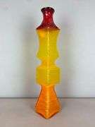 2020 Blenko Red Yellow Textured Art Glass Vase