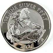 2021 Great Britain 2 Pound The Valiant 1 oz .999 Fine Silver Coin