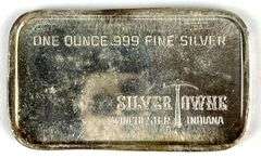 1973 Silvertowne Peace 1 oz .999 Fine Silver Ingot/ Bar