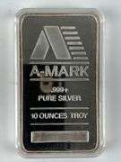 A-Mark 10 oz .999 Fine Silver Ingot/ Bar