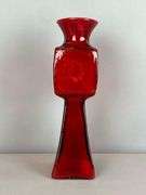Sun Emblem Red Textured Glass Vase