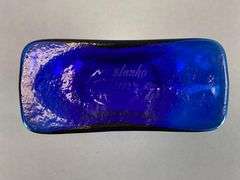 2014 Blenko Walter Blenko Signed Cobalt Textured Glass Double Pitcher