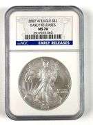 NGC Graded 2007 W US $1 Silver Eagle Silver Dollar MS70