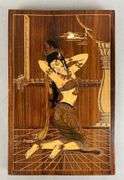 Vintage Indo Indian Marquetry Inlay Rosewood Plaque