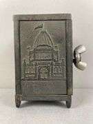 Antique Nicol Cast Iron White City Puzzle Safe Bank
