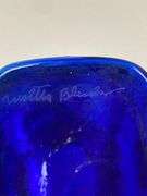 2014 Blenko Walter Blenko Signed Cobalt Textured Glass Double Pitcher