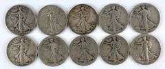 Group of 10 Walking Liberty 90% Silver Half Dollars
